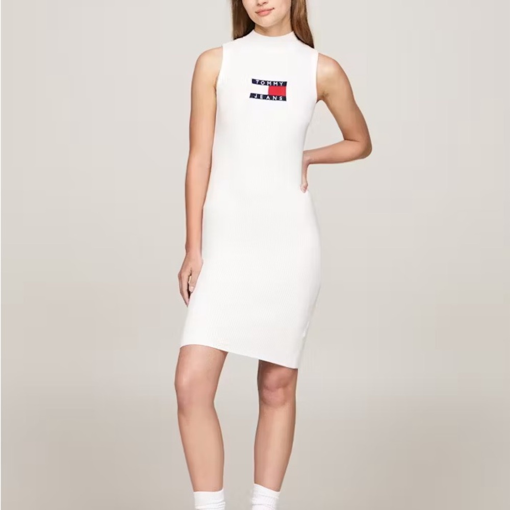 Tommy Jeans by Tommy Hilfiger Sleeveless Mini Sweater Dress Ancient White SZ M